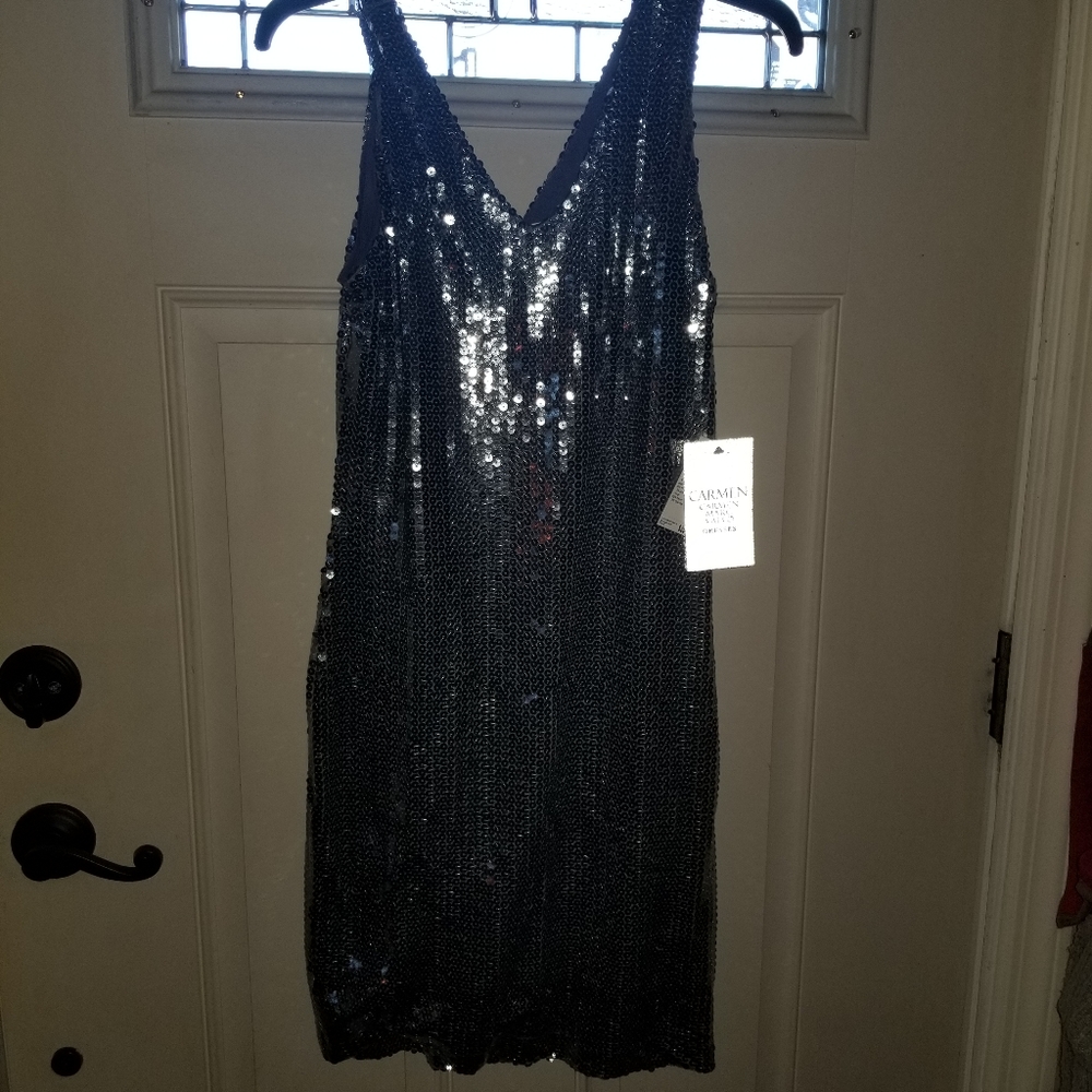 Charcoal color Sequin short dress